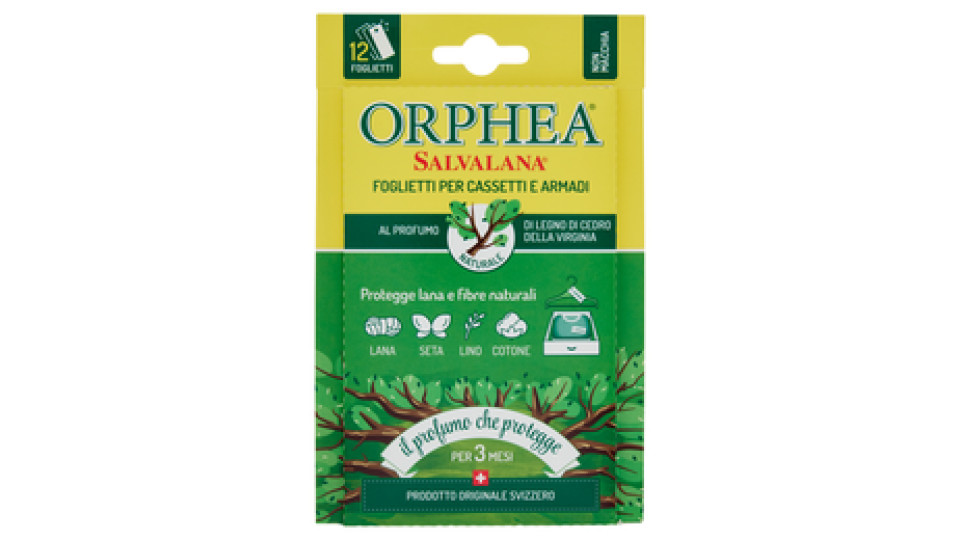 Orphea Salvalana Foglietti per Cassetti e Armadi al Profumo di Legno di Cedro della Virginia