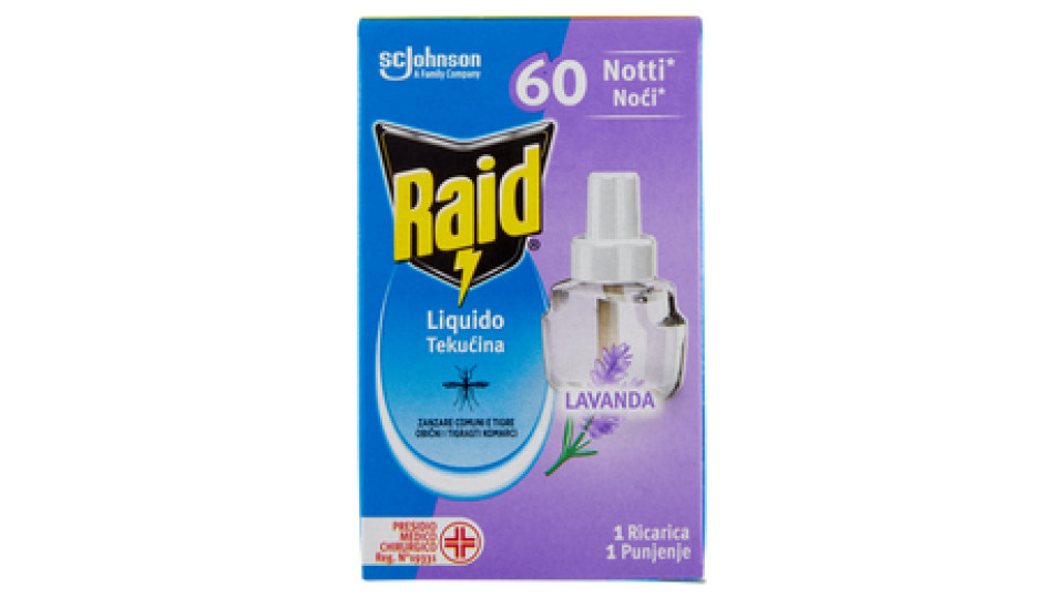 Raid Liquido Elettrico Ricarica, 60 Notti, Lavanda, 36 ml