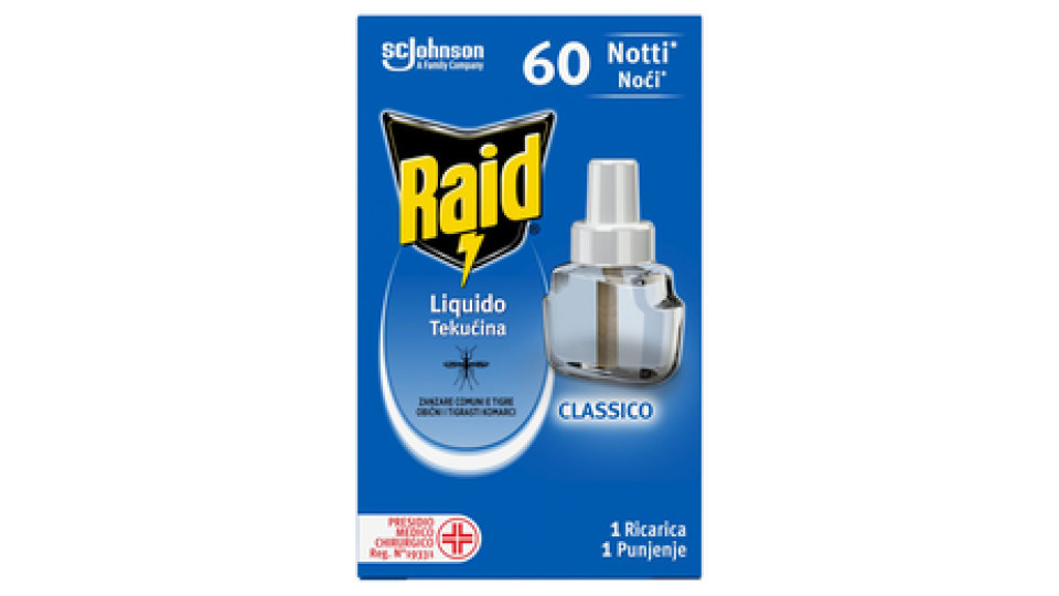 Raid Liquido Zanzare tigre e comuni Inodore 1 Ricarica