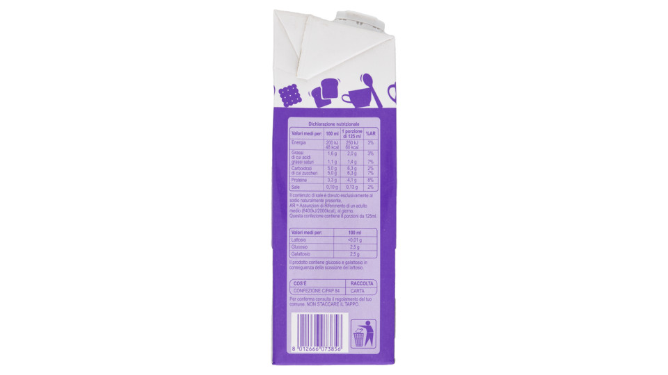 Carrefour Latte microfiltrato pastorizzato Parzialmente Scremato Senza Lattosio