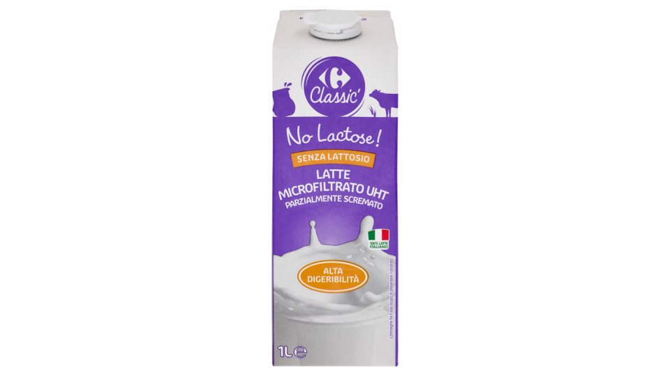Carrefour Latte microfiltrato pastorizzato Parzialmente Scremato Senza Lattosio