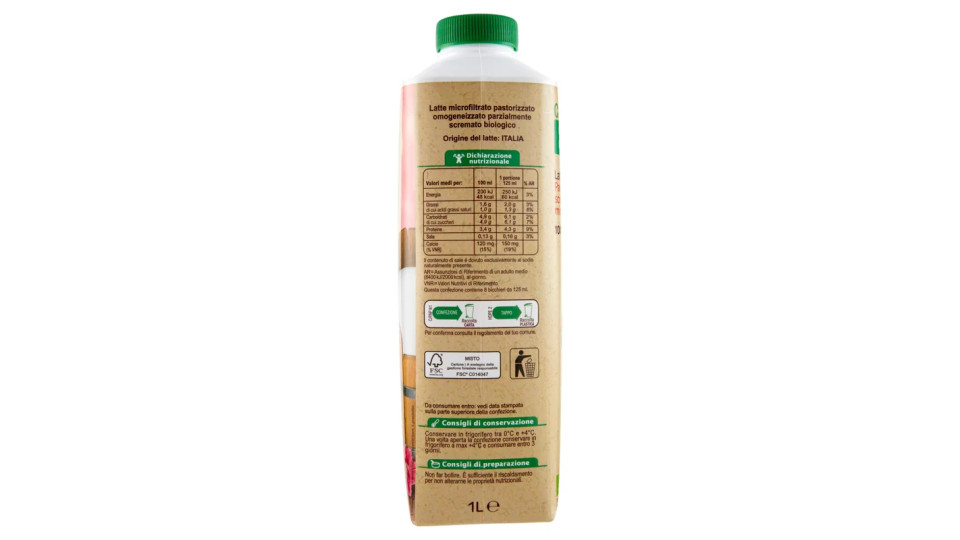 Carrefour Bio Latte Parzialmente scremato microfiltrato