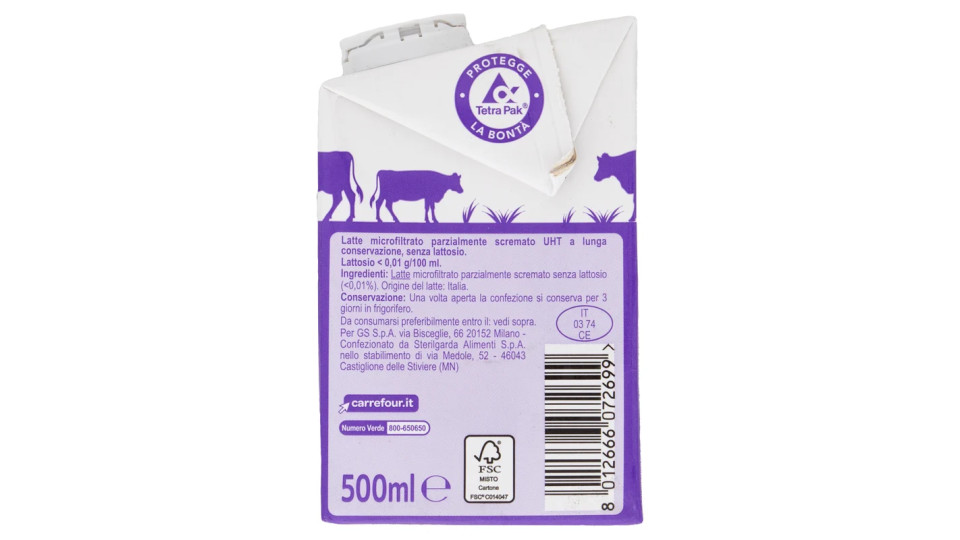 Carrefour Senza Lattosio Latte parzialmente scremato UHT