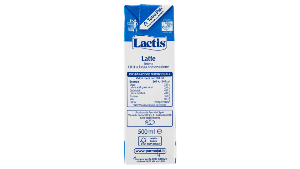 Lactis Latte Intero UHT a Lunga Conservazione