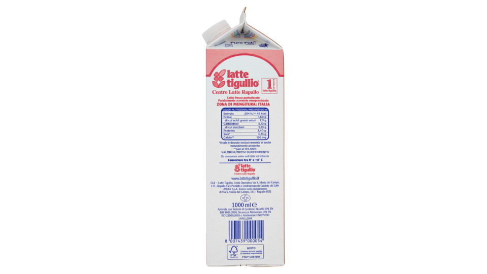 latte tigullio latte fresco pastorizzato Parzialmente Scremato
