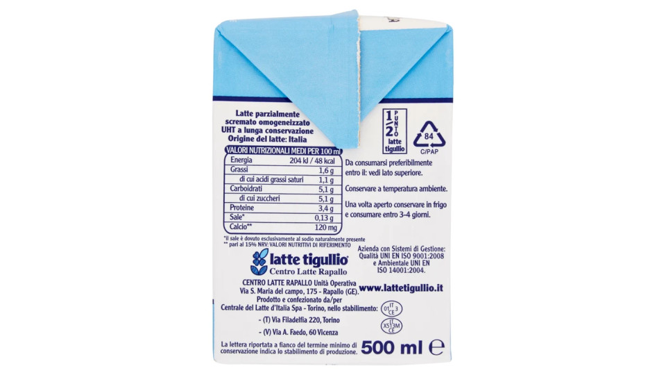 latte tigullio Latte U.H.T. a Lunga Conservazione Parzialmente Scremato