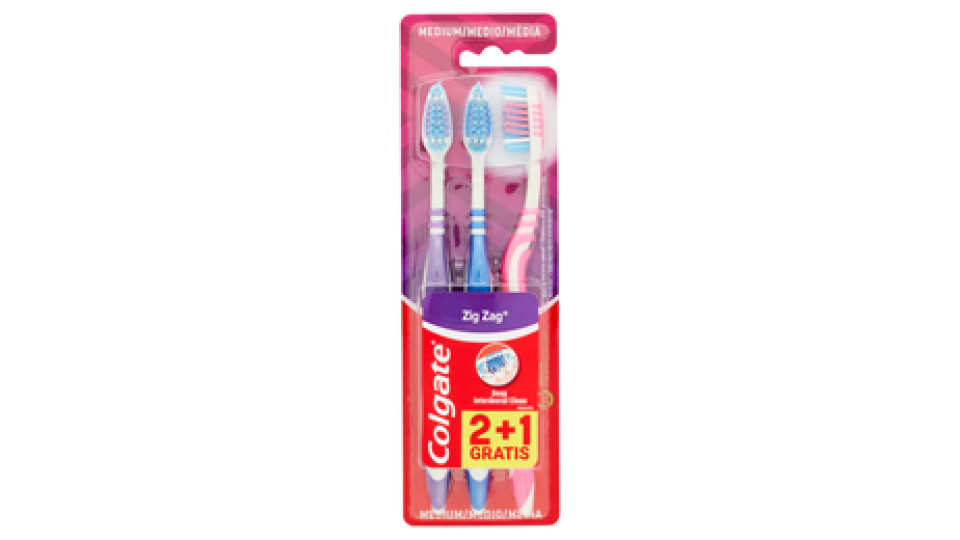Colgate spazzolino Zig Zag pulizia profonda, medio, 3 pezzi