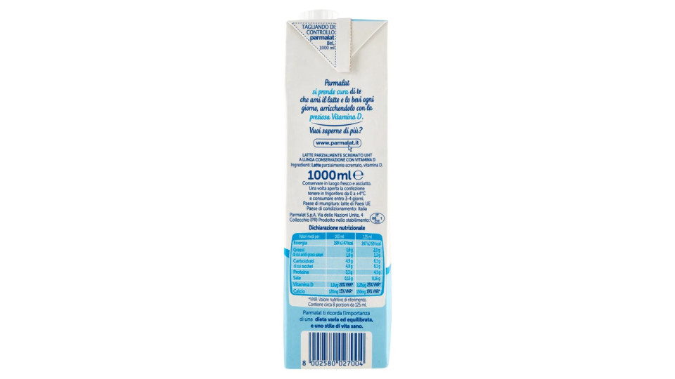 parmalat Bontà e Linea Latte Fresco Parzialmente Scremato