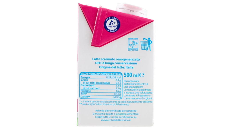 Centrale del Latte Ancona Latte scremato uht a lunga conservazione