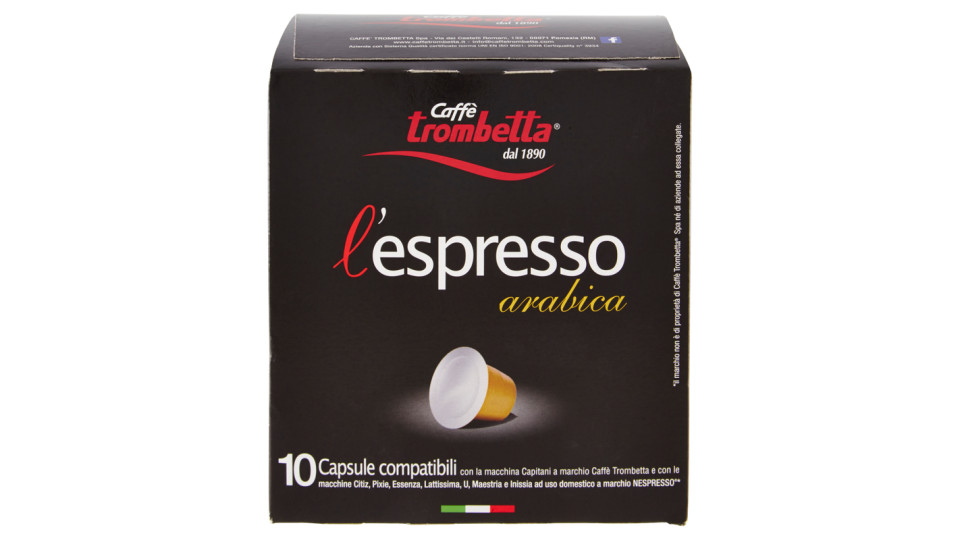 Caffè trombetta l'espresso arabica 10 Capsule