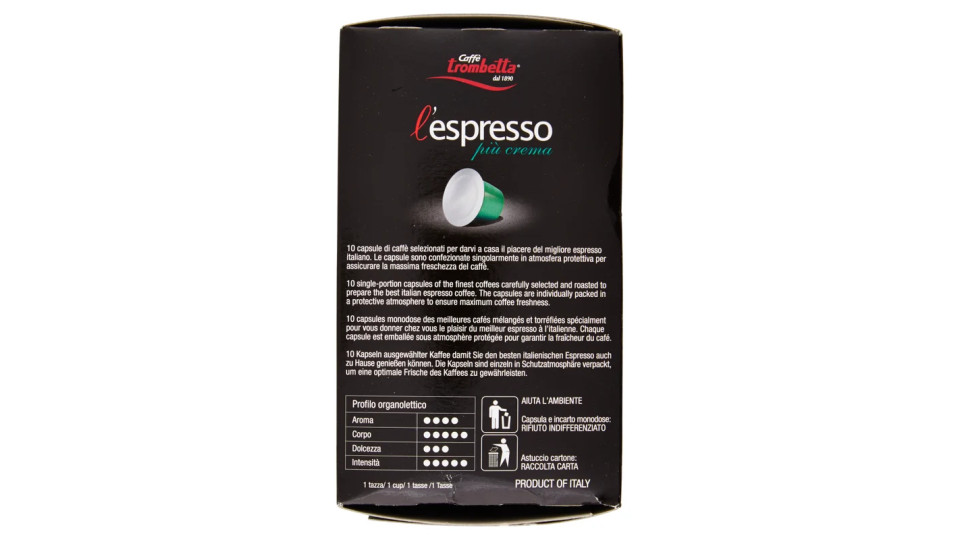Caffè trombetta l'espresso più crema 10 Capsule