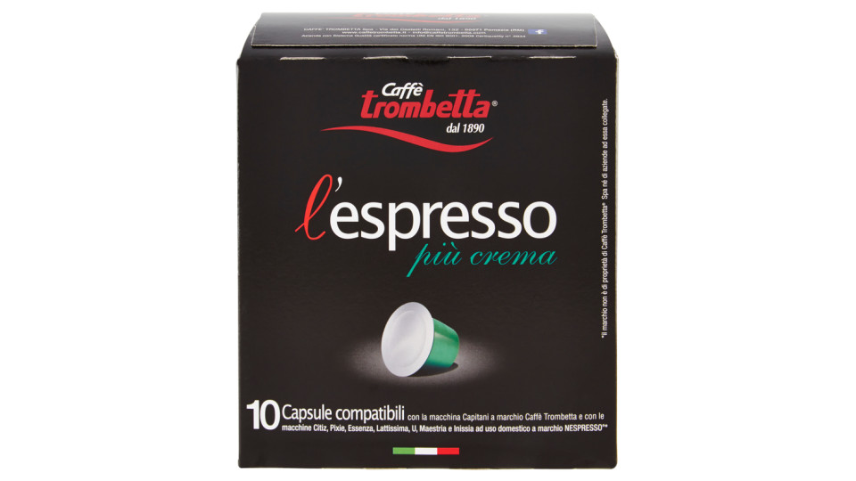 Caffè trombetta l'espresso più crema 10 Capsule