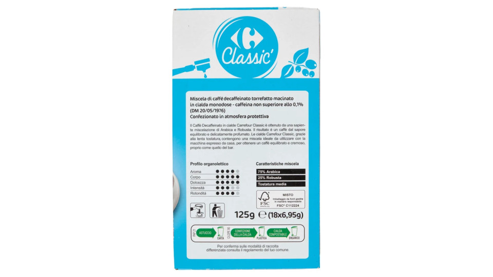 Carrefour Caffè espresso Decaffeinato in capsule Cremoso