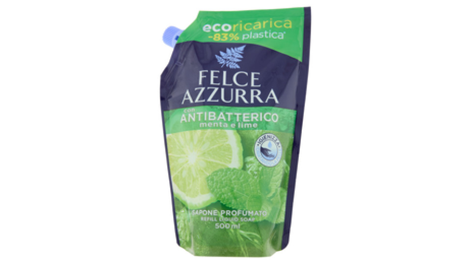 Felce Azzurra con Antibatterico menta e lime Sapone Profumato Refill 500 ml
