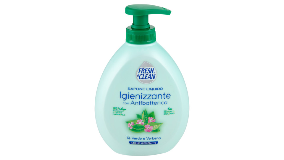 Fresh & Clean Sapone Liquido Igienizzante con Antibatterico Tè Verde e Verbena 300 ml