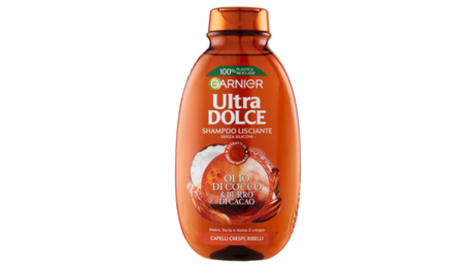 Garnier Ultra Dolce al Cacao e Olio di Cocco Shampoo per Capelli Lisci o da Lisciare