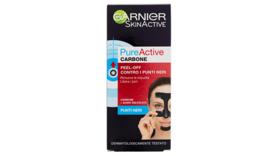 Garnier Skincare Maschera Peel Off contro i Punti Neri,Gel Detergente con Carbone e Acido Salicidico