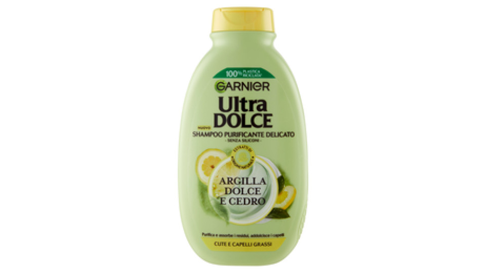 Garnier Ultra Dolce, Shampoo per Capelli che Tendono a Ingrassarsi, Argilla e Cedro, 250 ml