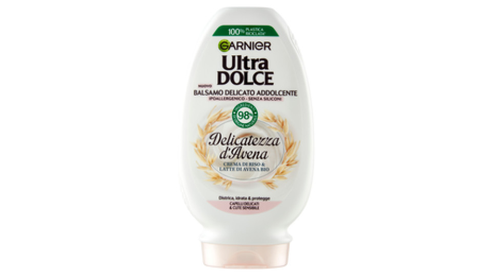 Garnier Ultra Dolce Balsamo Delicatezza d'Avena per Capelli Delicati, Senza Parabeni, Estratti Naturali, 250 ml [Confezione da 2]