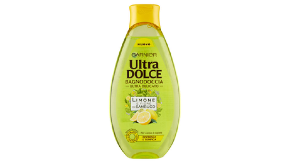 Garnier Ultra Dolce Limone e Fiore Di Sambuco Bagnodoccia Tonificante Pelle Fresca e Morbida