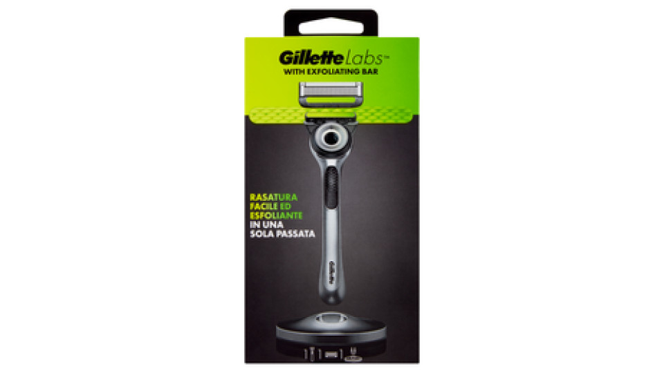 Gillette Rasoio da Uomo Labs Silver Manico + Lamette di Ricambio, 1 Ricarica
