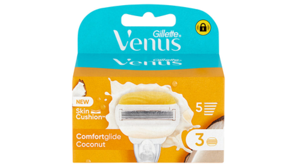 Gillette Venus Lamette Rasoi Donna Comforglide Cocco Plus Olaz per Rasoio a 5 Lame, Confezione da 3