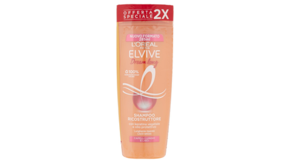 L'Oréal Paris Shampoo Elvive Dream Long, Per Capelli Lisci, 285 ml