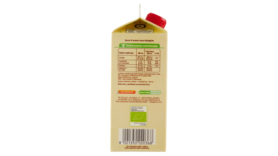 Carrefour Bio Spremuta di Arance rosse