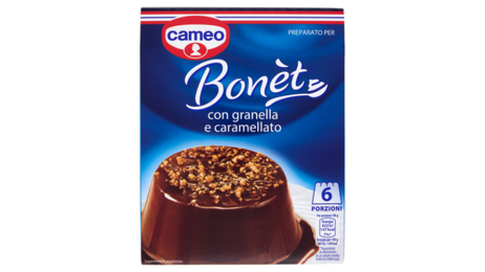 Cameo, preparato per Bonèt con granella e caramellato