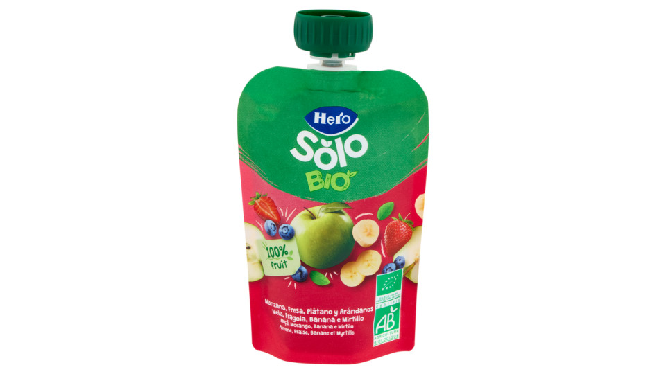 Hero Baby Solo, Frutta frullata pouch mela fragola e mirtillo biologica