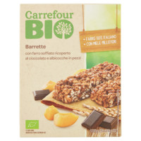 Carrefour Bio Barrette con farro soffiato ricoperto al cioccolato e albicocche in pezzi