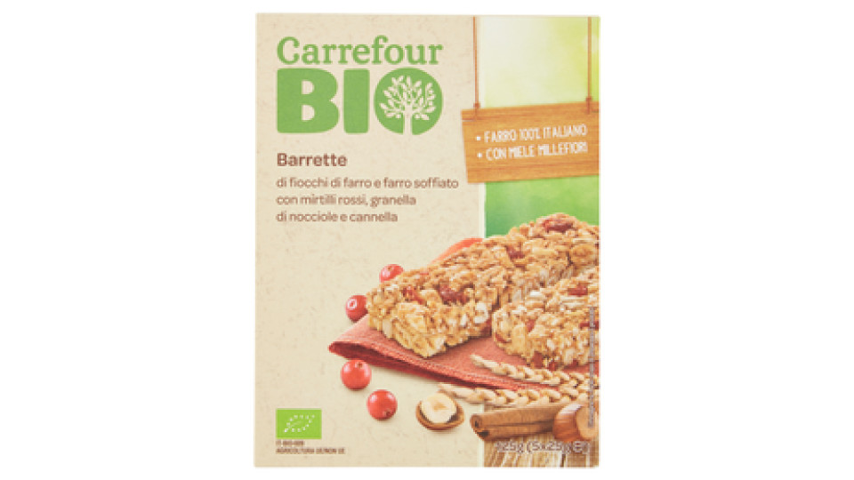 Carrefour Bio Barrette di fiocchi di farro e farro soffiato con mirtilli rossi