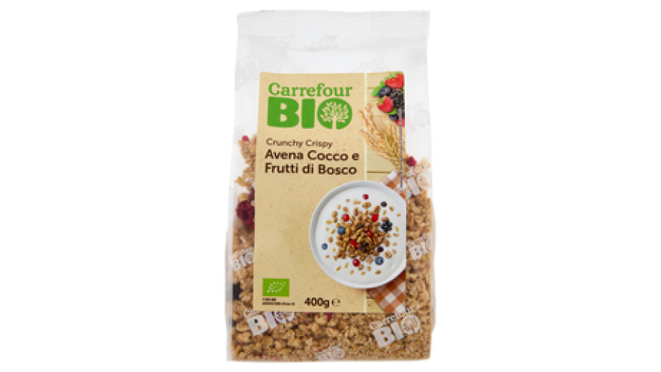 Carrefour Bio Crunchy Crispy Avena Cocco e Frutti di Bosco Biologico