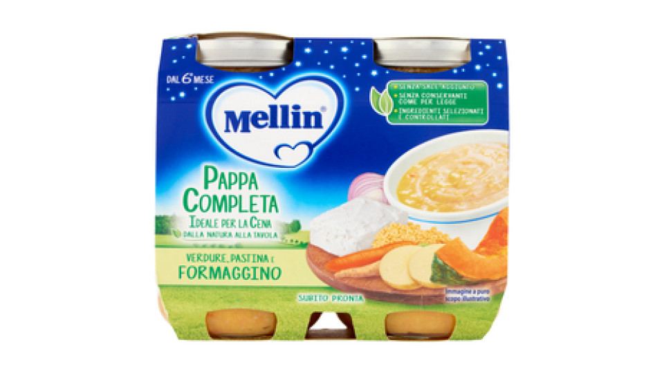 Mellin Pappa Completa Verdure, Pastina e Formaggino