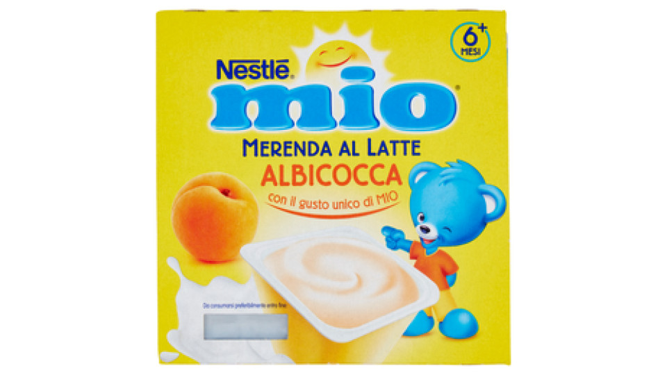 NESTLÉ MIO Merenda al Latte Albicocca da 6 mesi senza glutine 4 vasetti plastica