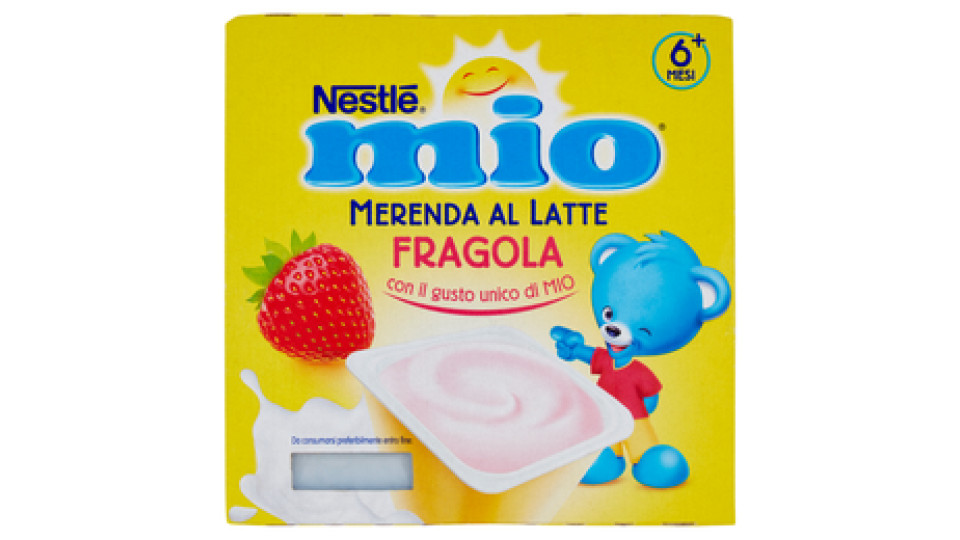 NESTLÉ MIO Merenda al Latte Fragola da 6 mesi senza glutine 4 vasetti plastica