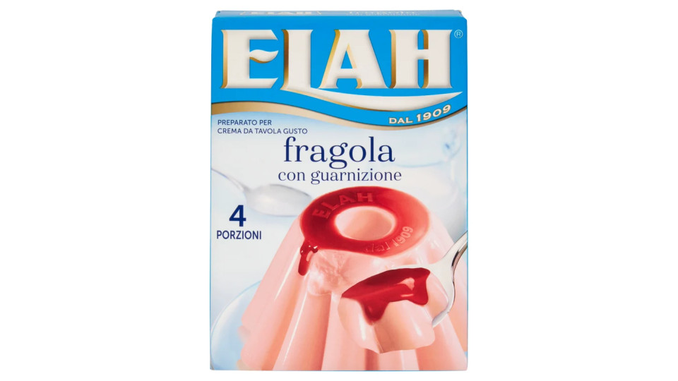Elah Preparato per crema da tavola gusto fragola con guarnizione