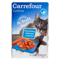 Carrefour Adult Fettine in salsa con tonno, salmone e carote per gatti