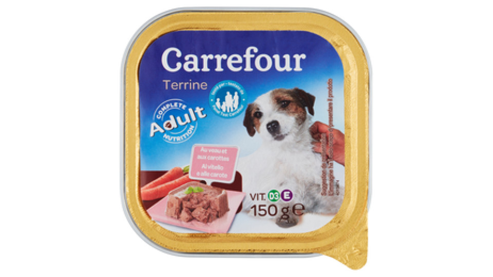 Carrefour Adult Terrine al vitello e alle carote per cani