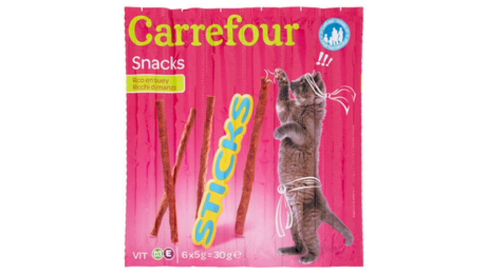 Carrefour Snacks Sticks ricchi di manzo per gatti