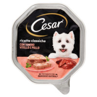 Cesar Ricette Classiche Cibo per Cane, Tenero Paté con Vitello e Pollo 150 g