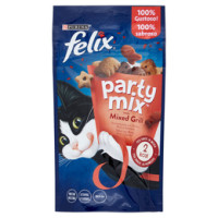 PURINA FELIX Party Mix Snack Gatto Mixed Grill Aromatizzato con Manzo, Pollo e Salmone busta