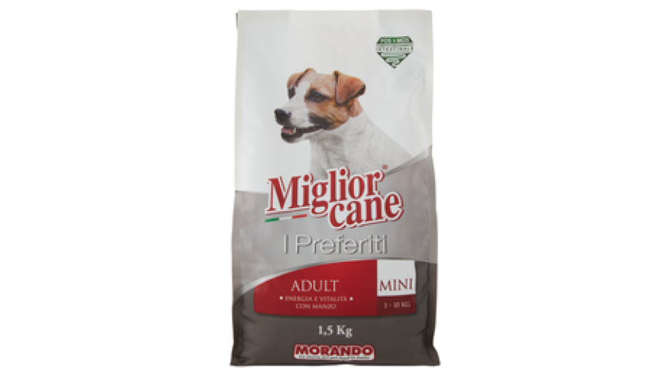 Migliorcane I Preferiti Adult Mini 1-10 Kg Energia e Vitalità con Manzo 1,5 Kg