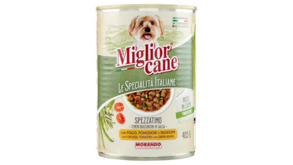 Migliorcane Le Specialità Italiane Spezzatino con Pollo, Pomodori e Fagiolini 405 G