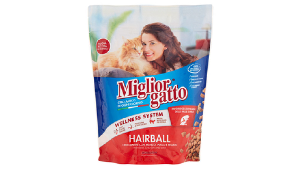 Migliorgatto Hairball Croccantini con Manzo, Pollo e Fegato