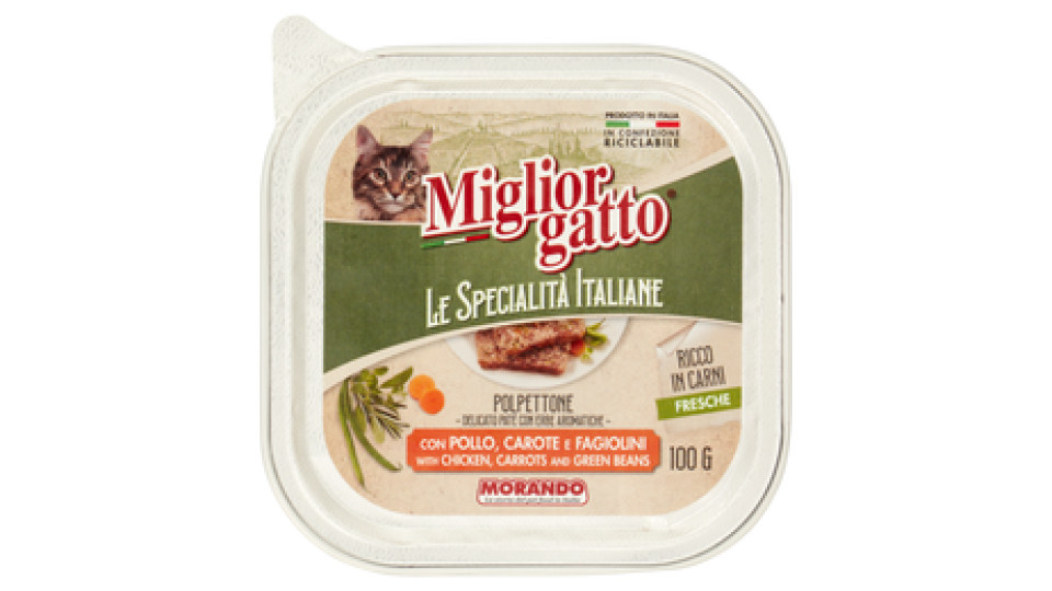 Migliorgatto Le Specialità Italiane Polpettone con Pollo, Carote e Fagiolini 100 G