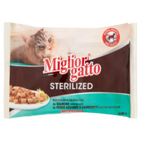 Migliorgatto Sterilized Bocconcini In Salsa Con: Pesce Azzurro E Gamberetti - Salmone Delicato 4x85g