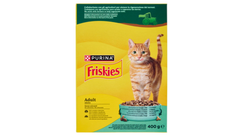 PURINA FRISKIES Gatto Crocchette Adult con coniglio, pollo e verdure aggiunte scatola
