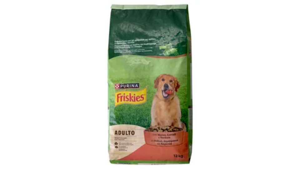 PURINA FRISKIES Cane Crocchette Adulto con manzo, cereali e l'aggiunta di verdure sacco