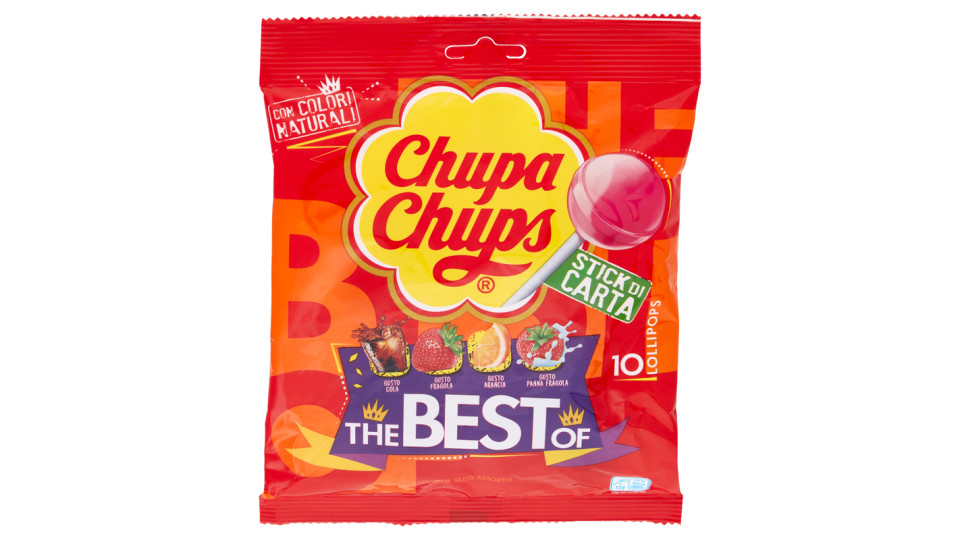 Chupa Chups The Best of Cola - Milky - Fruit 10 Lollipop Gusti Assortiti